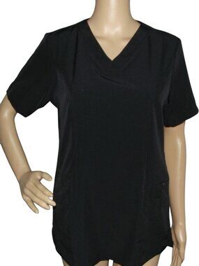 Kailand Scrubs Top Womens Small black scrub v-neck Short Sleeve pockets